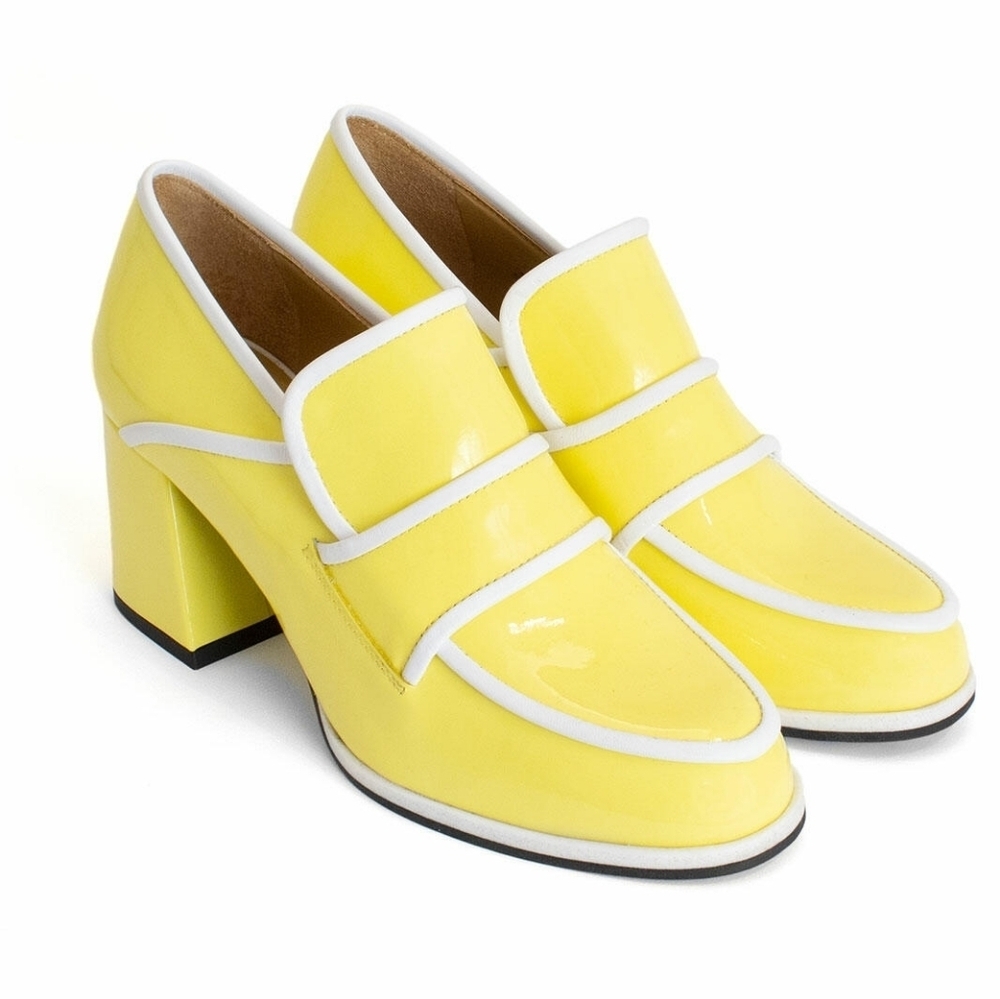 John Fluevog Nimbus Contrast Heels in Yellow size 10.5 NEW
